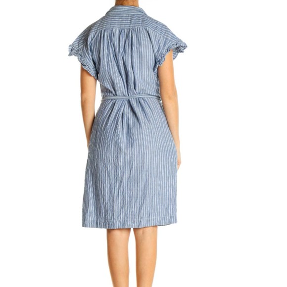 Isabella Sinclair Women's Blue Striped Fit & Flare Dress Tie Waist Size Small - Picture 5 of 11